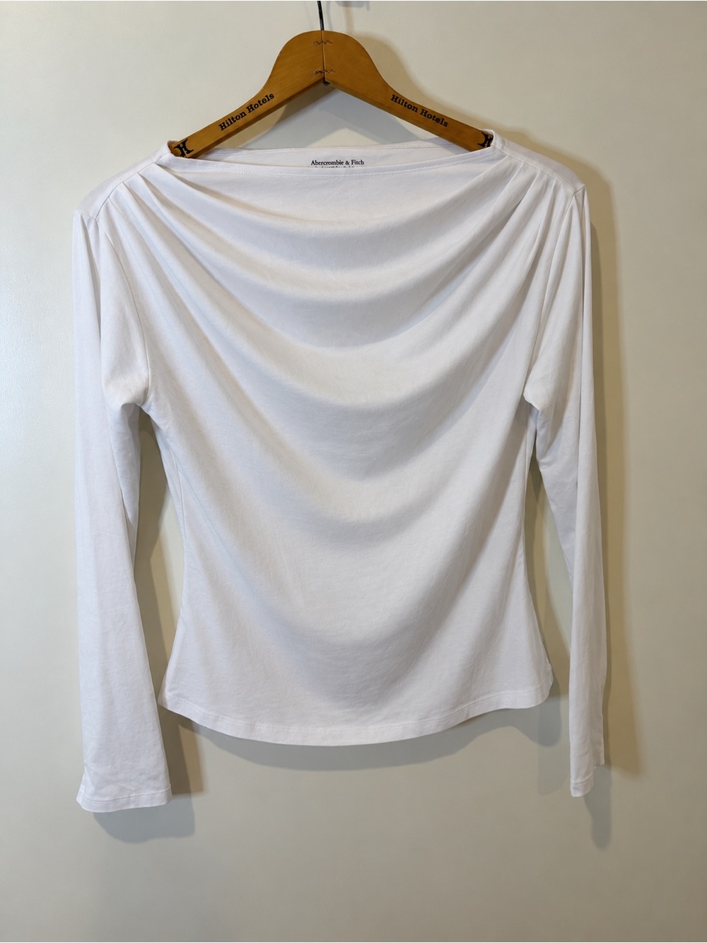 Abercrombie & Fitch A&F Modal-Blend Draped Long Sleeve Top – White – Size M